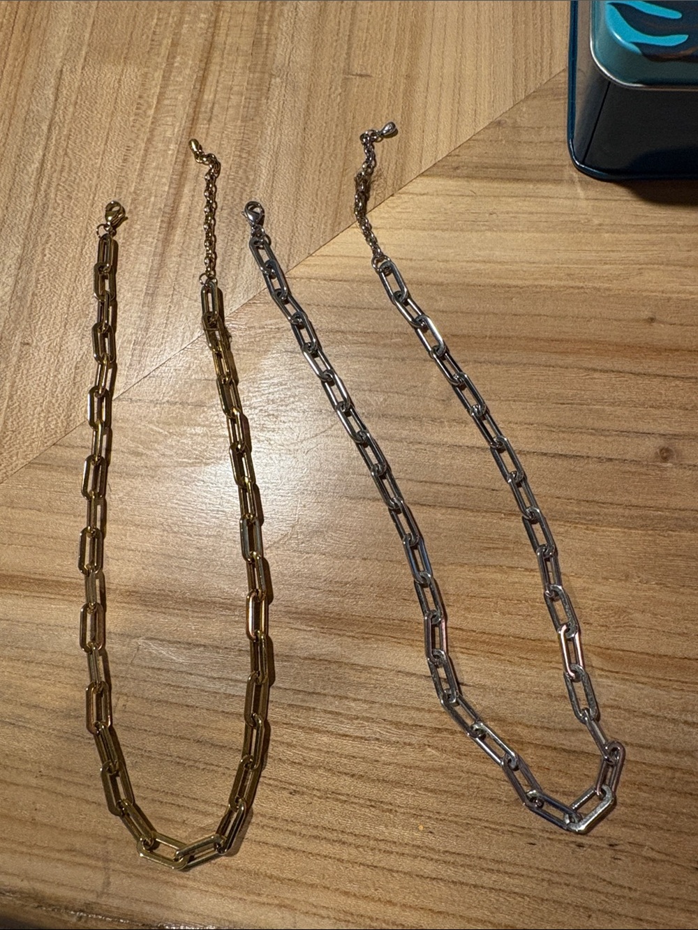 Gold and Silver Paperclip Chain Necklaces - Set of 2